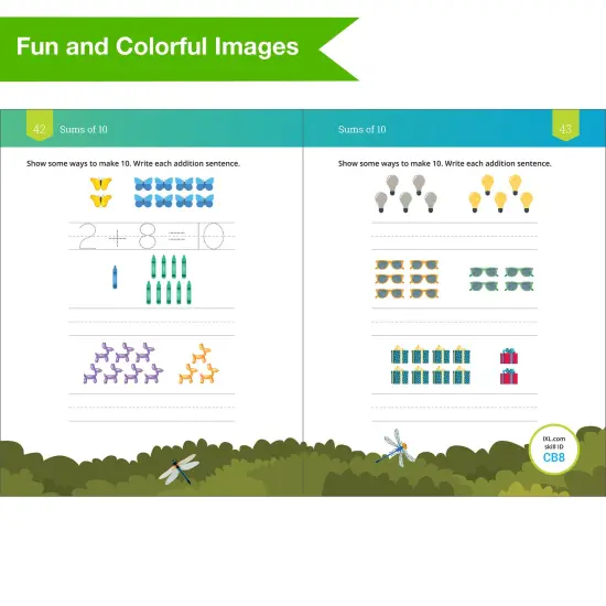 IXL Addition Kindergarten Workbooks, Math Book for Kids Ages 5-6 With Adding Activities Covering Counting Skills, Basic Mathematics Facts, and How to Add Numbers up to 10 {4}