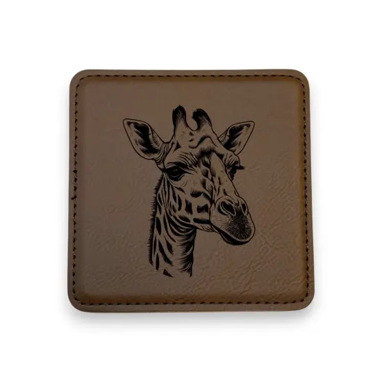 Coaster - Giraffe - SET OF 2 - Leather or Stitched Cork Dark Brown/Black {1}