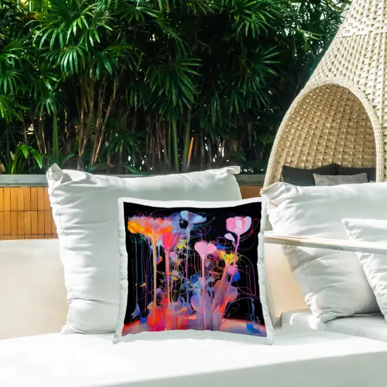 Bold Otherworldly Blossoms Outdoor Printed Pillow Design by Nuk Nalandro, 18 x 7 x 18 {2}