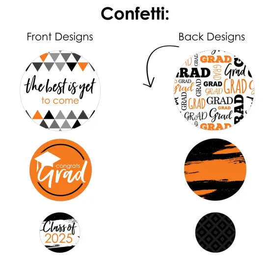 Big Dot of Happiness Orange Grad - Best is Yet to Come - 2025 Orange Graduation Party Decor and Confetti - Terrific Table Centerpiece Kit - Set of 30 {7}