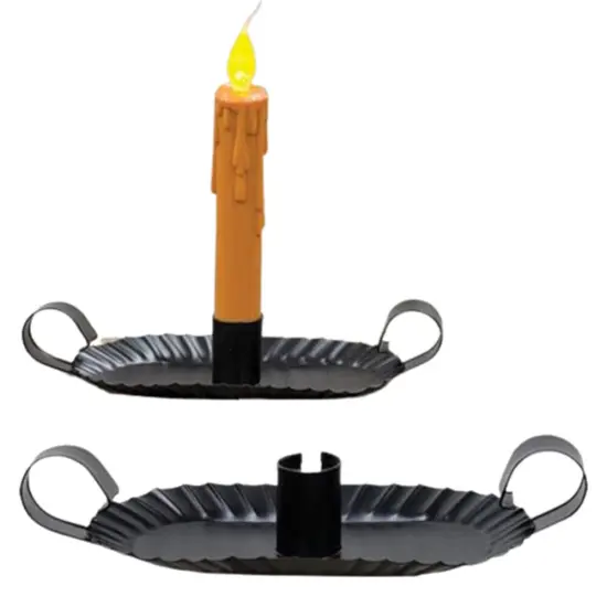Black Oval Taper Holder (Candles not included) {1}