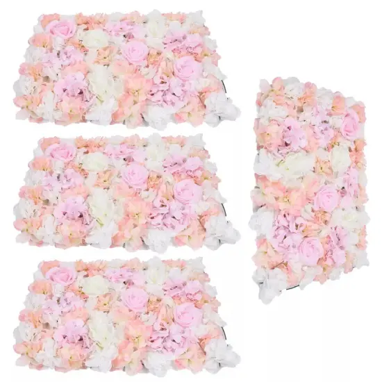 4pcs Artificial Rose Flower Wall Hydrangea Panel Bouquet Wedding Party Home Deco {1}
