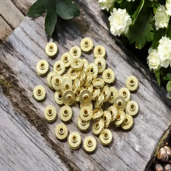 *50* 8x3mm 18k Gold Plated Saucer Rondelle Spacer Beads {2}