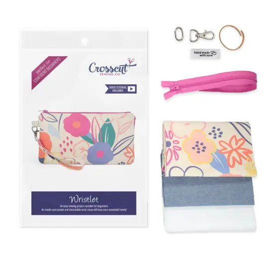 Crosscut Sewing Co.&reg; Wristlet Sewing Kit - Beginner Sewing Project Kit Bold floral {1}