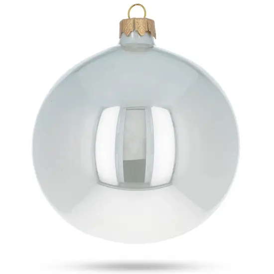 Set of 4 Glossy White Glass Ball Christmas Ornaments 4 Inches {4}