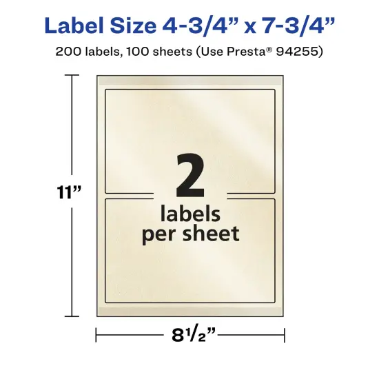 Avery Pearlized Ivory Rectangle Labels with Sure Feed Technology, Print-to-the-Edge, 4.75" x 7.75" {5}
