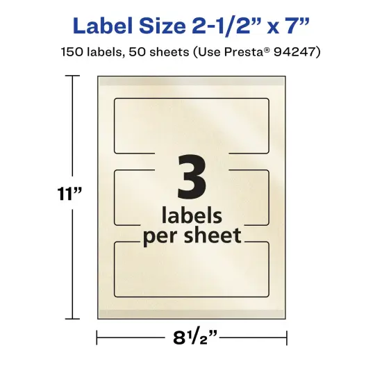 Avery Pearlized Ivory Rectangle Labels with Sure Feed Technology, Print-to-the-Edge, 2.5" x 7" {5}