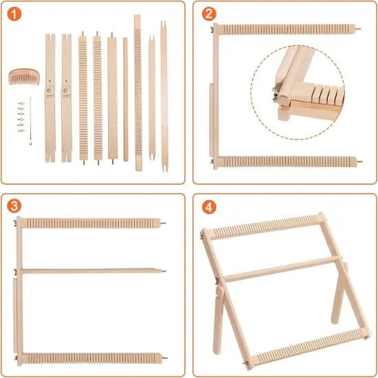 16.5" L x 15.7" Weaving Wooden Loom Kit Ideal for Kids, Beginners {3}