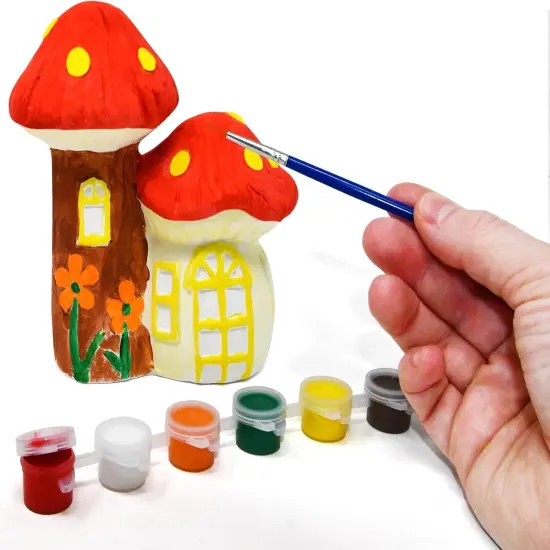 Paint Your Own Mini Fairy Garden House Gnome Statue Kit Mushroom Houses for Kids Home Yard Decor Summer Spring Art & Crafts Painting Project {5}