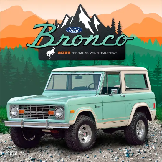 Ford Bronco OFFICIAL | 2026 12 x 24 Inch (Hanging) Monthly Square Wall Calendar | Plastic-Free {1}