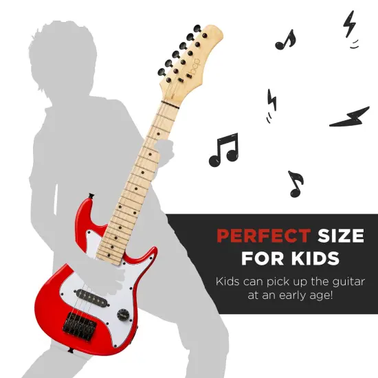 Best Choice Products 30in Kids Electric Guitar Beginner Starter Kit w/ 5W Amplifier, Strap, Case Metallic Red {3}