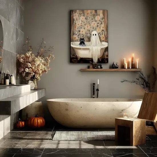 Halloween Ghost Bathroom Canvas Wall Art Decor - 12x16'' {3}