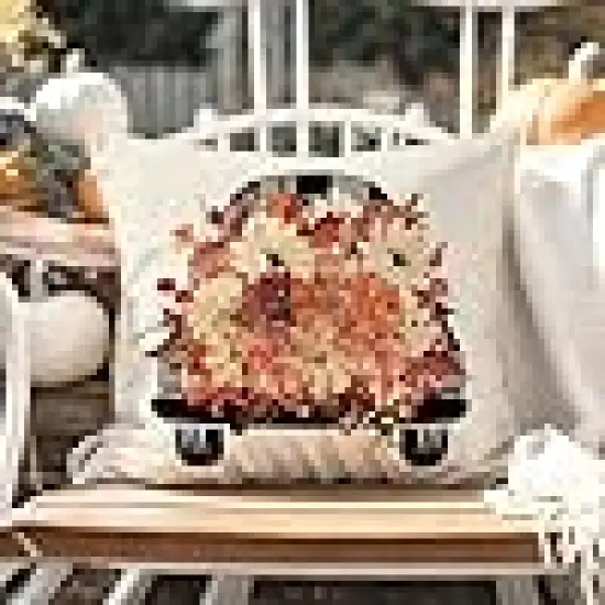 Pumpkin Leaves Floral Truck Mason Jar {5}