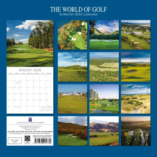 The Gifted Stationary 2026 Square Wall Calendar, The World of Golf, 16-Month Lifestyles Theme Hanging Calendar with 180 Reminder Stickers, Month Planner for Creative Spaces, 12x12 In Multicolor {4}