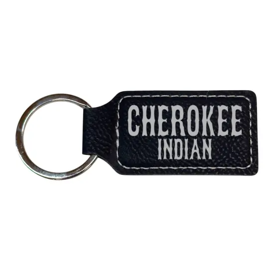 Keychain - Rectangle - Cherokee - Leather Rawhide/Black {4}