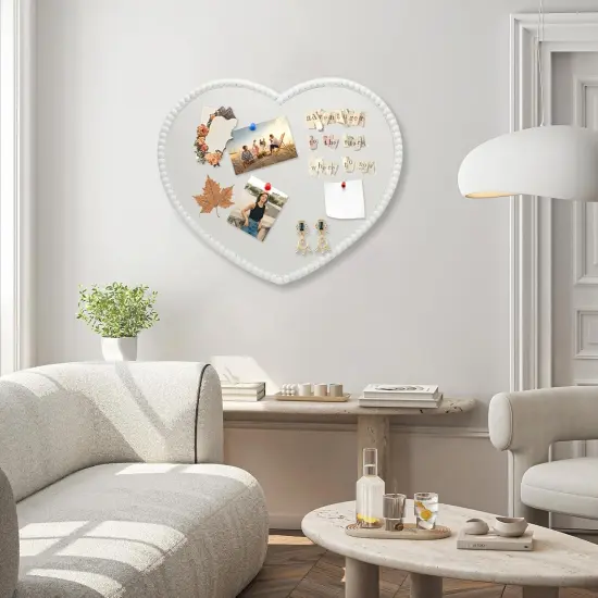 Large Heart Cork Board with Linen, 24x19 Inch(White) {5}
