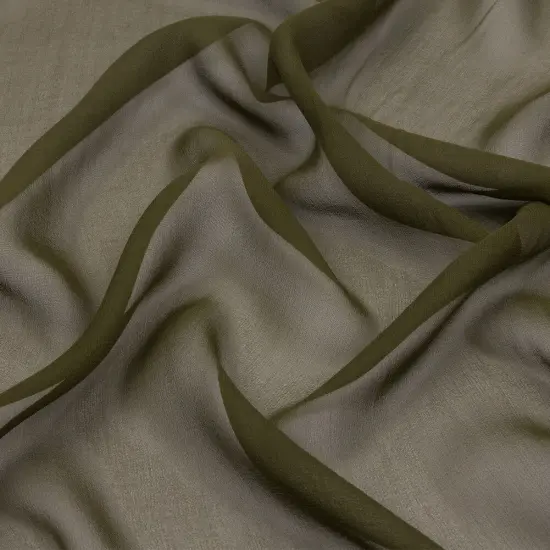1 Yard Exquisite Olive Green Premium Silk Chiffon Fabric Ideal for Flowing Designs 54 Inch Width {1}