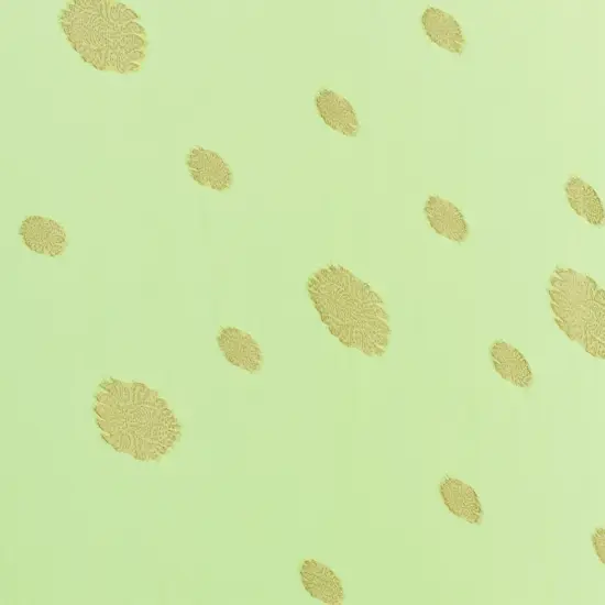 1 Yard Pale Apple Green Sari Chiffon with Gold Embroidered Medallions, 55 Inches Wide {1}