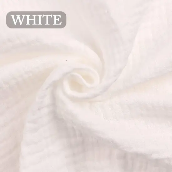 Wrinkle Gauze Cotton Material Quilting Sewing Craft Fabric Table Runners 1 Yard, White) {5}