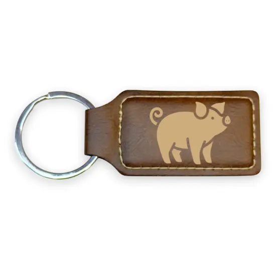 Keychain - Rectangle - Piglet - Leather Pink/Black {4}