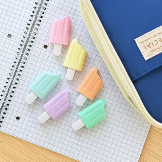 Wrapables Cute and Colorful Highlighters, Marker Pens, Stationery Supplies (Set of 6), Popsicle {6}
