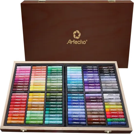 Oil Pastels Set of 120 Colors Wooden Box, Soft Oil Pastels for Art Painting, Drawing, Blending, Ideal Gift Choice for Everyone (10 x 70 mm) {1}