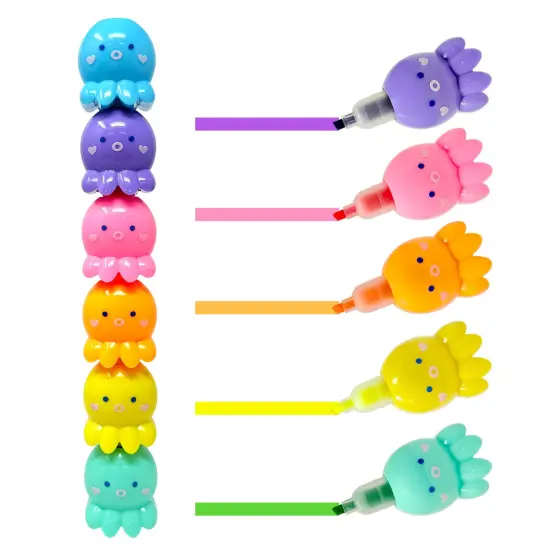Wrapables Mini Stackable Highlighters, Cute Multi-color Markers, Octopus {1}