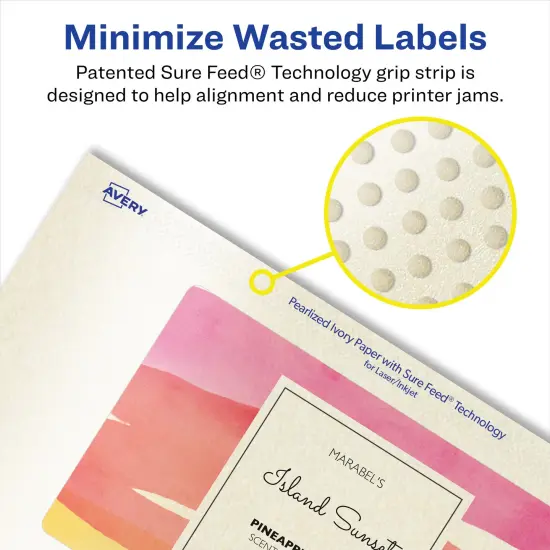 Avery Pearlized Ivory Rectangle Labels with Sure Feed Technology, Print-to-the-Edge, 3" x 5" {4}