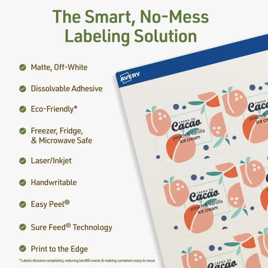 Avery Dissolvable Labels, 1-13/16" x 2-3/16" Rectangle {2}