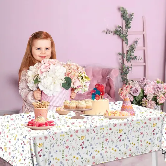 2Pcs Spring Floral Tablecloth Wildflowe {2}