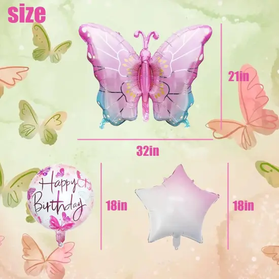 5 Pcs Butterfly Foil Balloons Butterfly Themed Birthday Party Supplies for Baby Shower Wedding Birthday Party Decorations {2}
