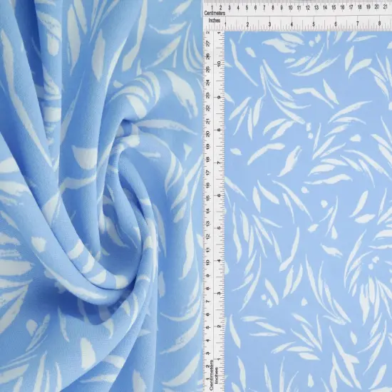 1 Yard CEY Leaf Print Sublimation Fabric Lightweight Polyester 58/59 Inches Wide BLUE POWDER {1}