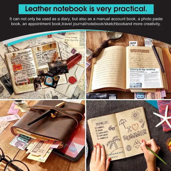 RILIHO Leather Journal for Women - Genuine Leather Journals for Writing 8x10 Inches Vintage Journal For Men and Women, Artist,Travel Journal,Red {2}