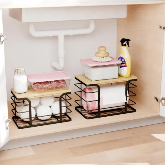 Stackable Storage for Kitchen (2 Pack-l&s Black) 10.63"L x 5.51"W {4}