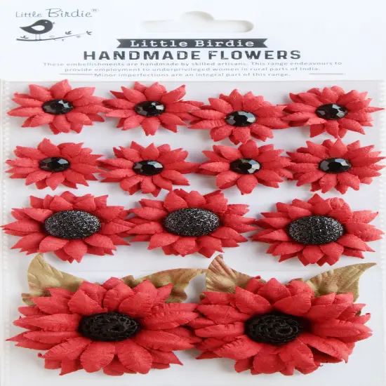 Little Birdie Sunny Flora Paper Flowers 13/Pkg-Cardinal Red {1}