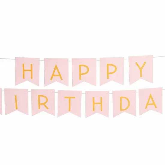 Pink & Gold Happy Birthday Banner 2 Pc 7 Ft {4}