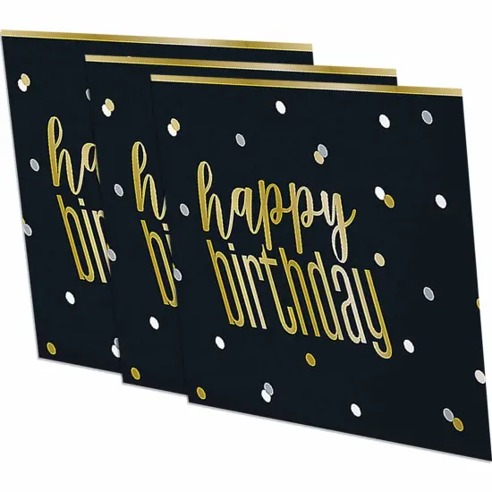 54" x 84" Metallic Happy Birthday Rectangle Disposable Plastic Tablecloth {4}