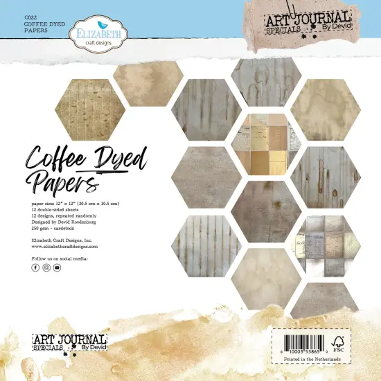 Elizabeth Crafts Double-Sided Cardstock Pack 12"X12"-Coffee Dyed {1}