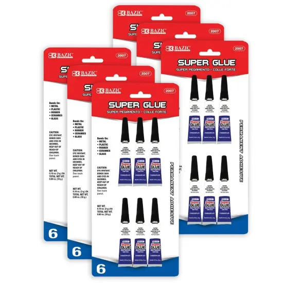 Super Glue, 0.10 oz (3g), 6 Per Pack, 6 Packs {1}