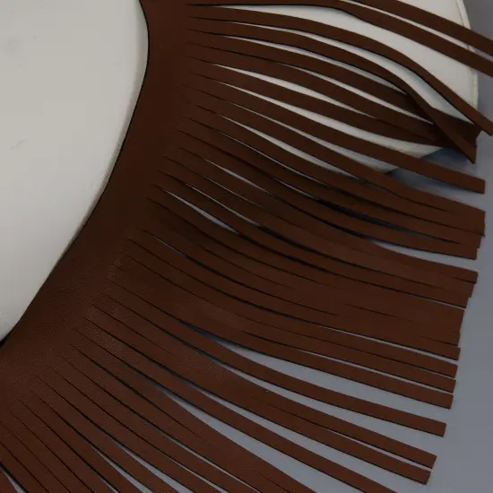 10 Yards of 6" Premium Vegan Leather Fringe Trim | 10 yard cut Brown {4}