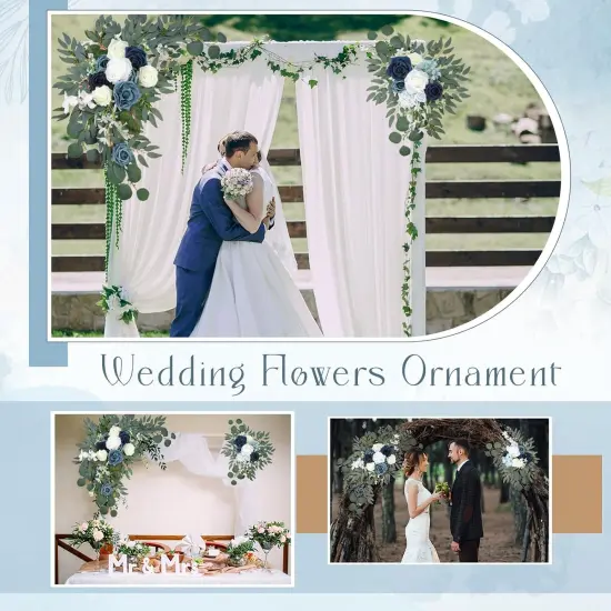 Set of 4 Artificial Flower Swag Wedding Faux Floral Swag with 10 Cable Tie and 8 Clip {2}