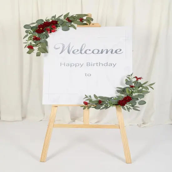 2pcs Artificial Wedding Arch Flowers for Wedding Sign （Red Rose） {6}