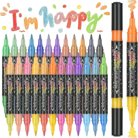 48 Colors Duo Glitter Brush Markers {1}