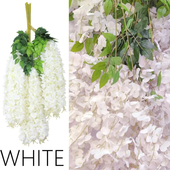 24 Pack Artificial Flowers Fake Wisteria Vine Rattan Hanging Garland Silk Flowers {2}
