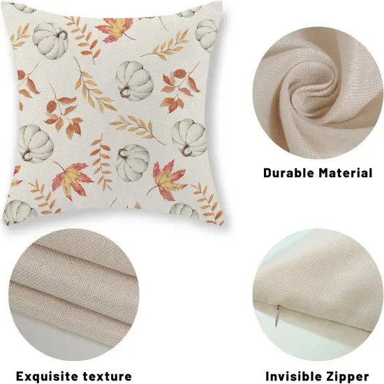 Maple Leaf Fall Decor Pillowcase Linen Autumn Thanksgiving Decorative Outdoor Throw Pillow Covers {6}