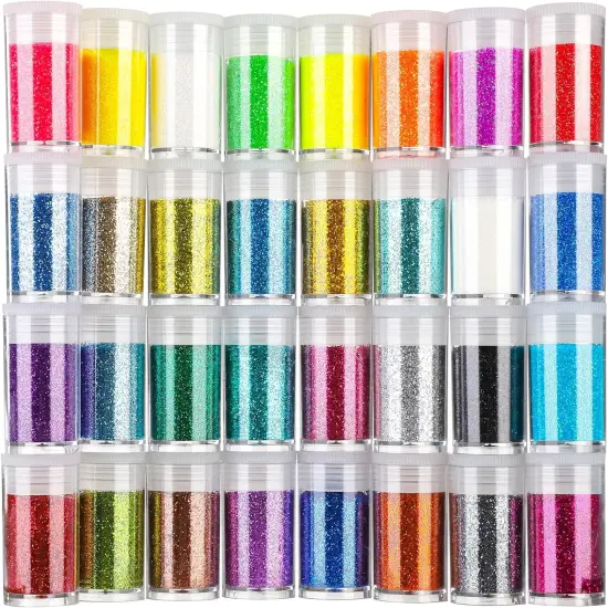 Fine Glitter, 32 Jars, Each 8g GlitterAssorted Set {1}