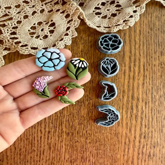 FLOWER MOONPHASE SET | SPRING FLORAL | CLAY CUTTER {3}