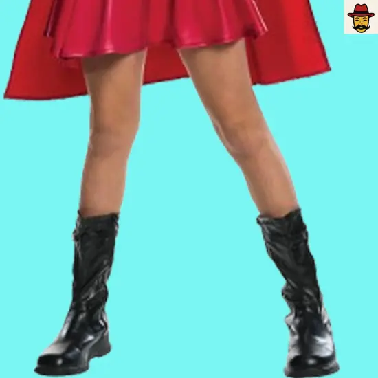 Supergirl Child Costume Girls Metallic Dress Removable Cape Golden Belt {4}