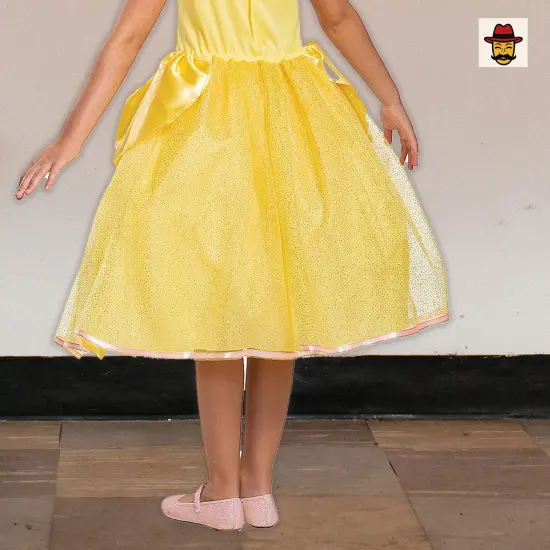 Kids Classic Belle Princess Costume Yellow Dress with Cameo and Gold Trim {5}