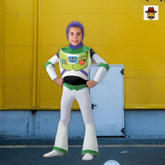 Boys Toy Story Buzz Lightyear Deluxe Costume Bodysuit With Hood {1}